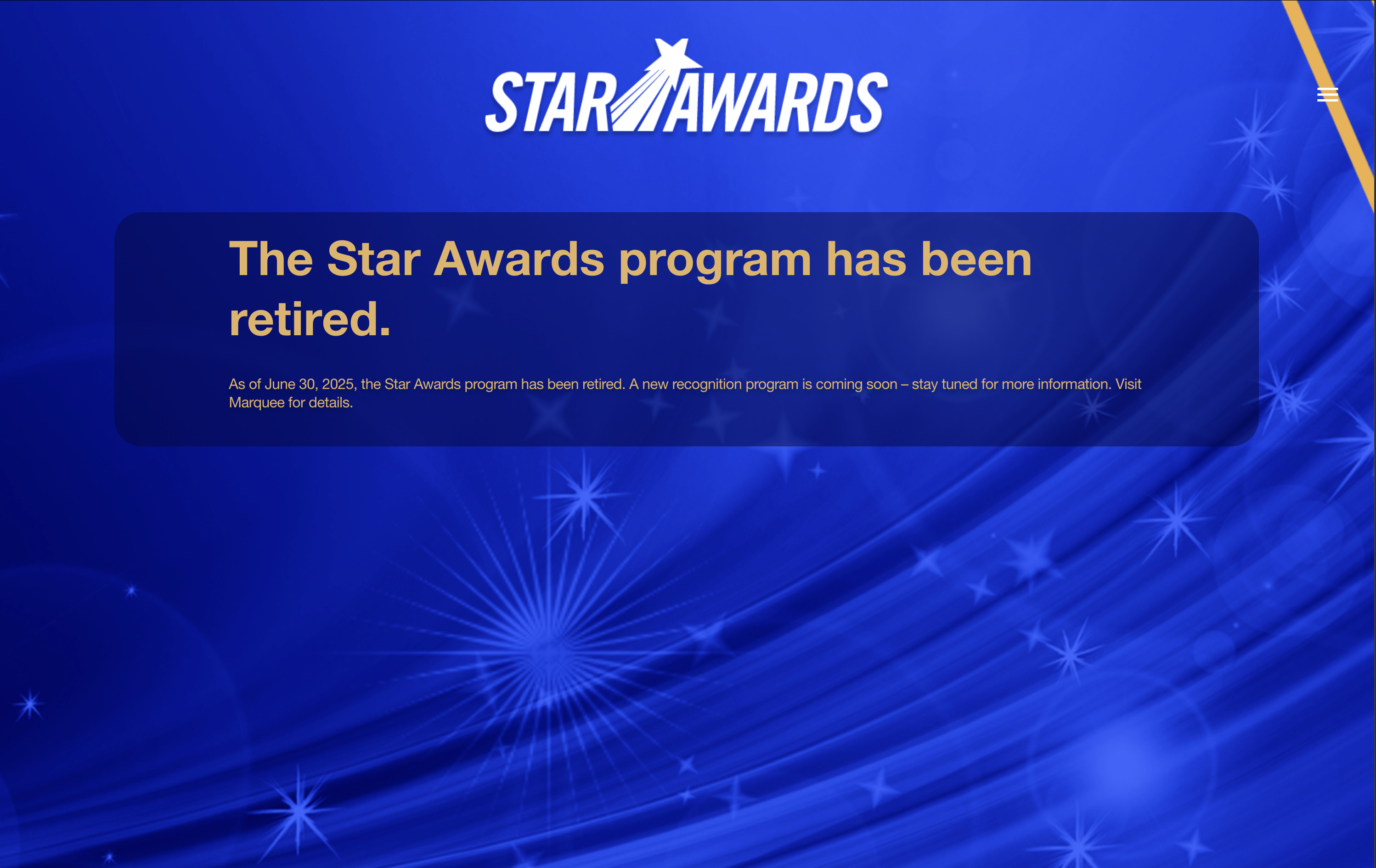 Star Awards - Program Retired